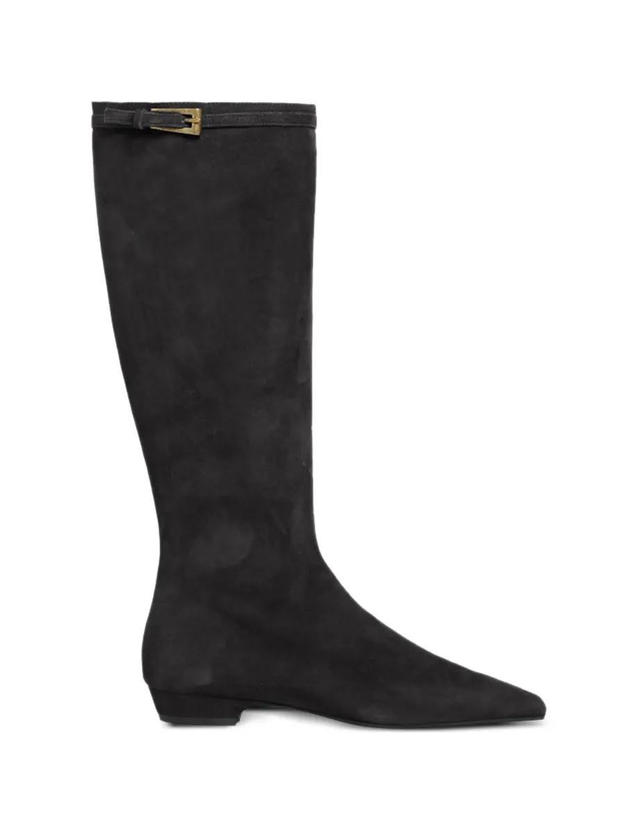 buckle-fastening suede knee-high boots 2