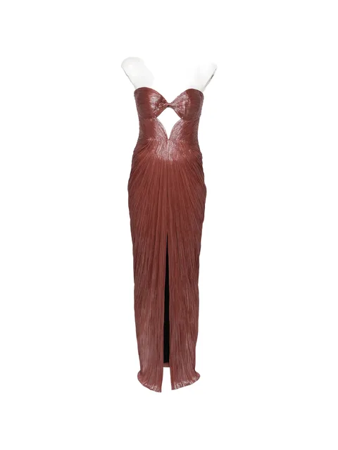 cut-out plissé maxi dress