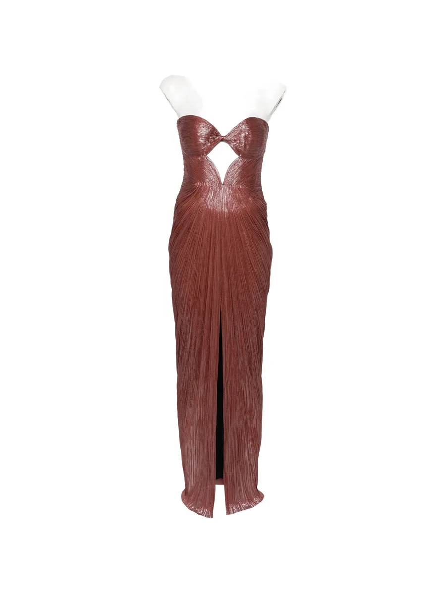 cut-out plissé maxi dress 1