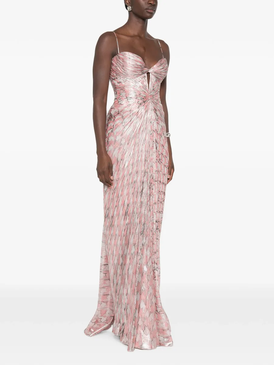 plissé-effect cutout maxi dress 3