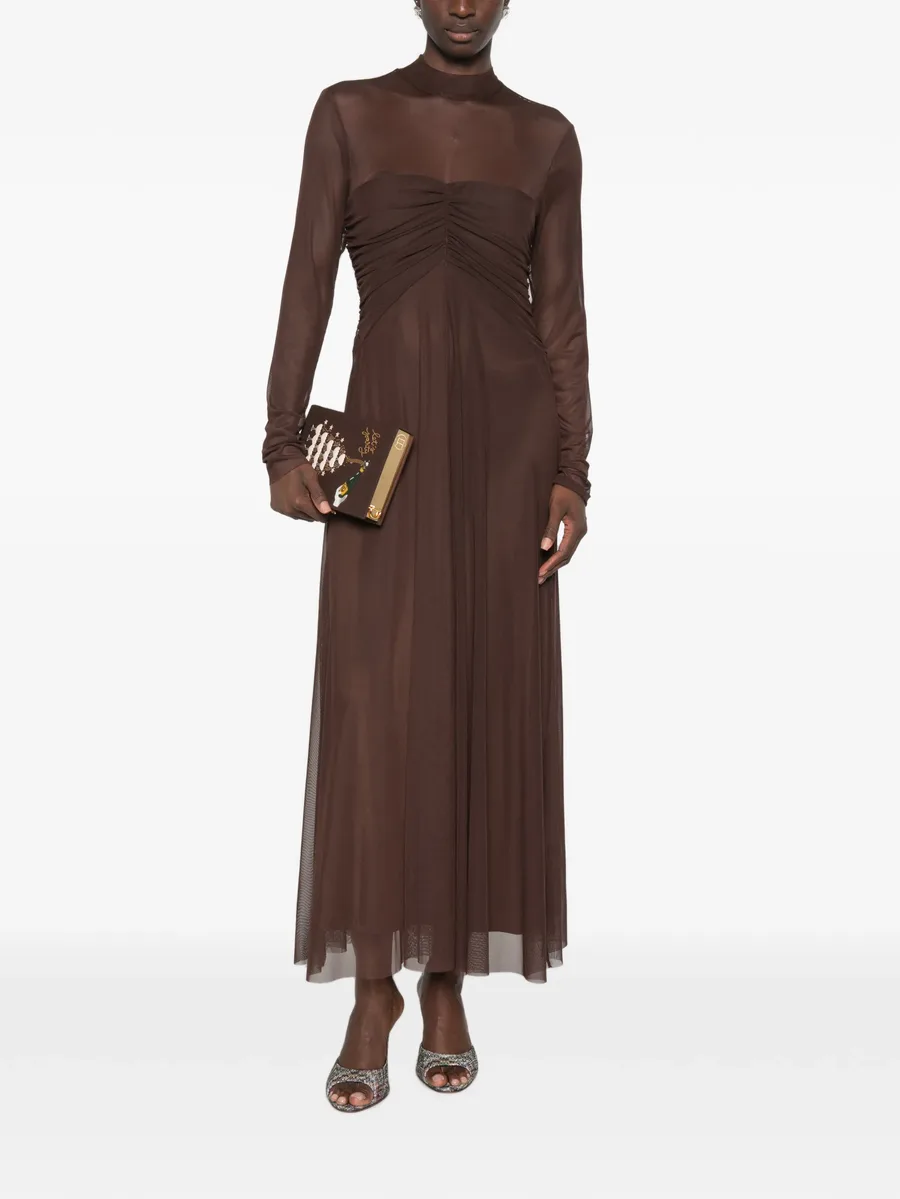 ruched sheer-panel maxi dress 2