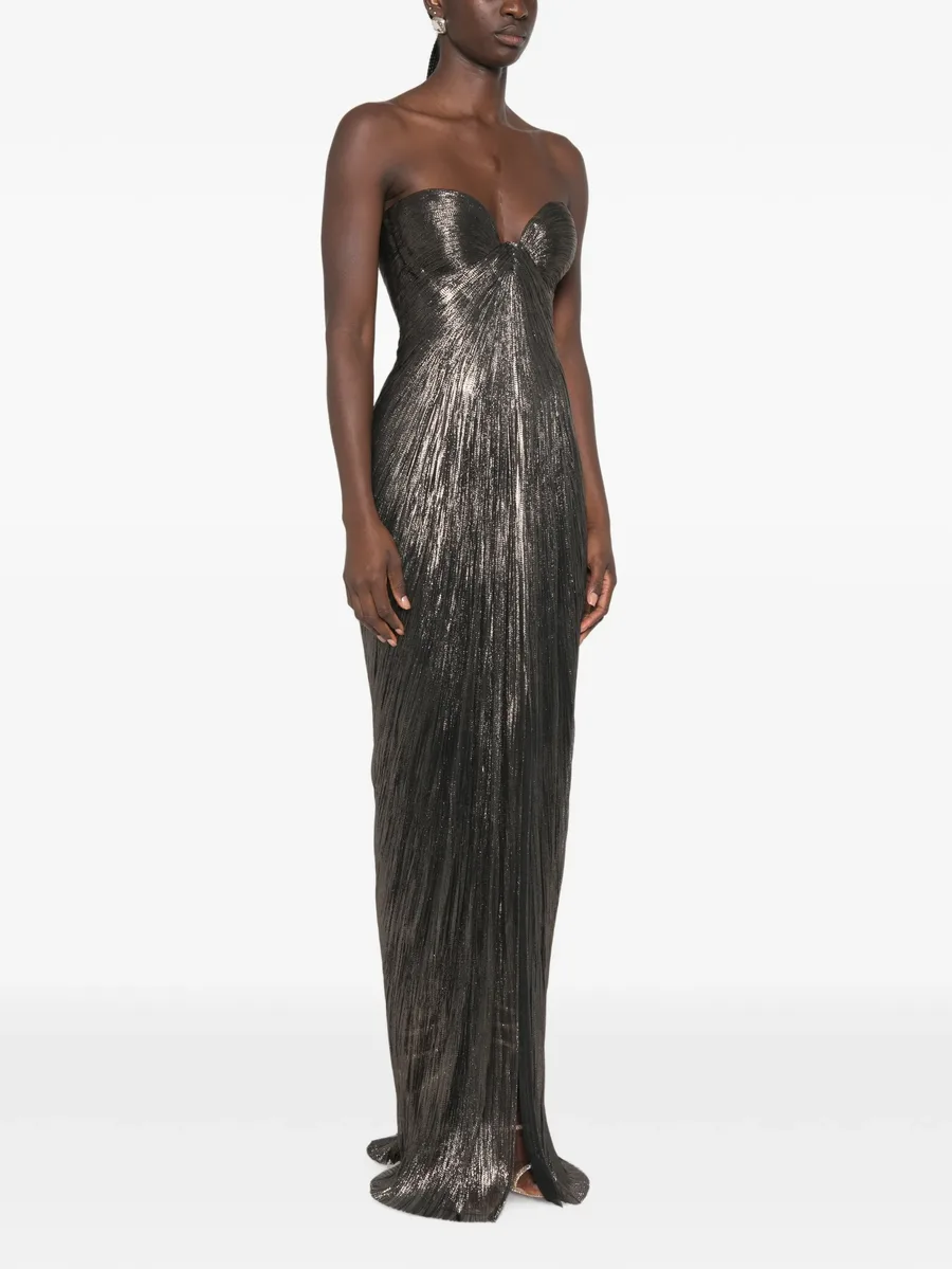 Nadira metallic-effect pleated maxi dress 3