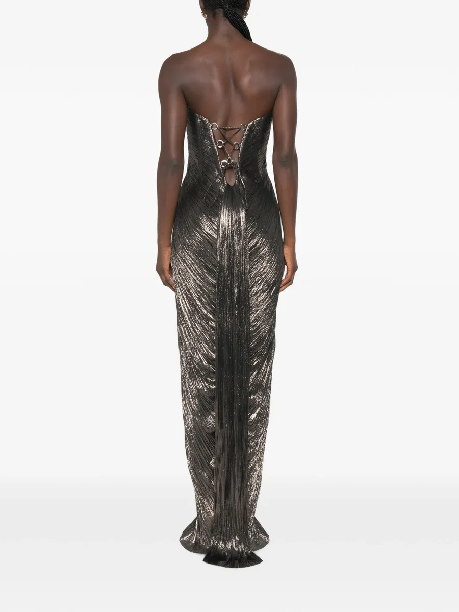 Nadira metallic-effect pleated maxi dress 4