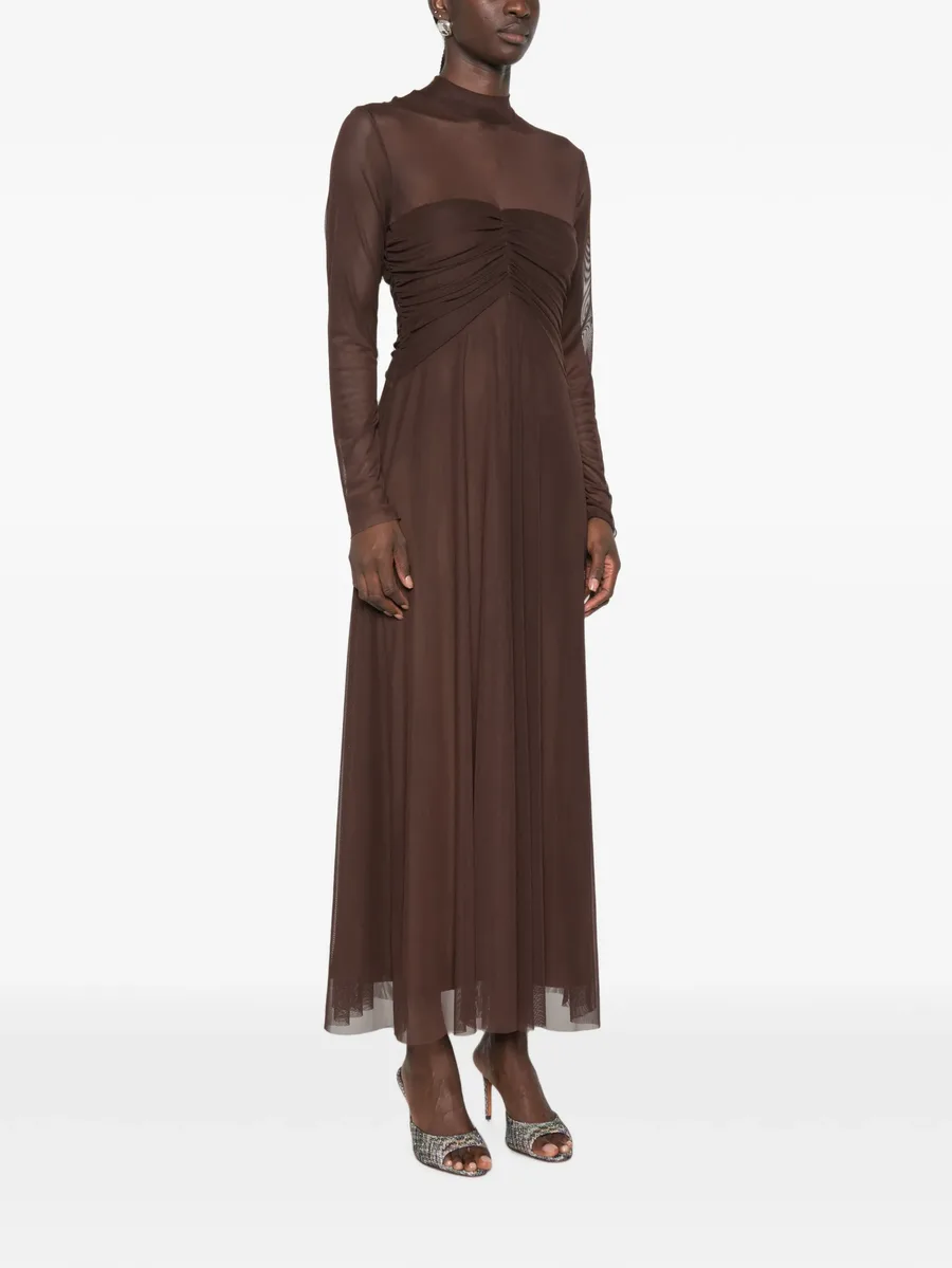 ruched sheer-panel maxi dress 3