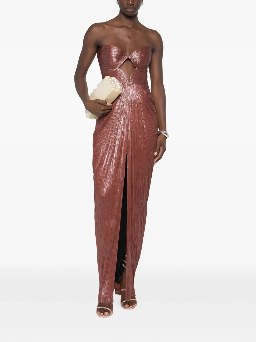 cut-out plissé maxi dress 2