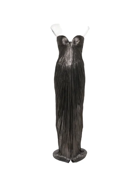 Nadira metallic-effect pleated maxi dress