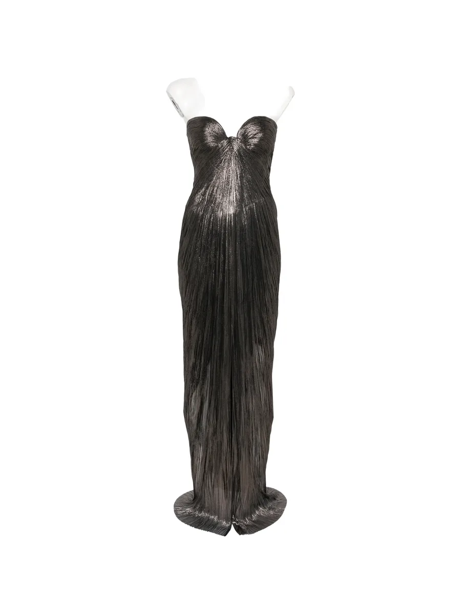 Nadira metallic-effect pleated maxi dress 1