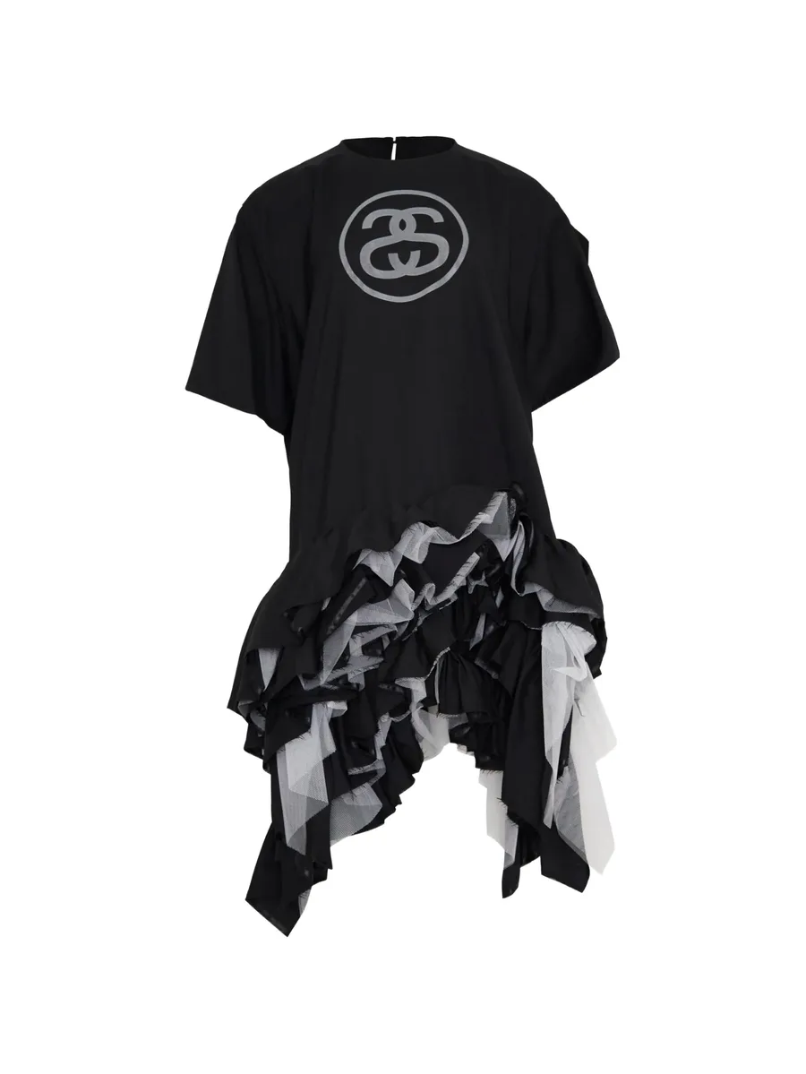 graphic-print ruffled mini dress 1