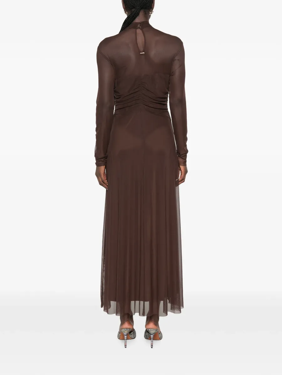 ruched sheer-panel maxi dress 4
