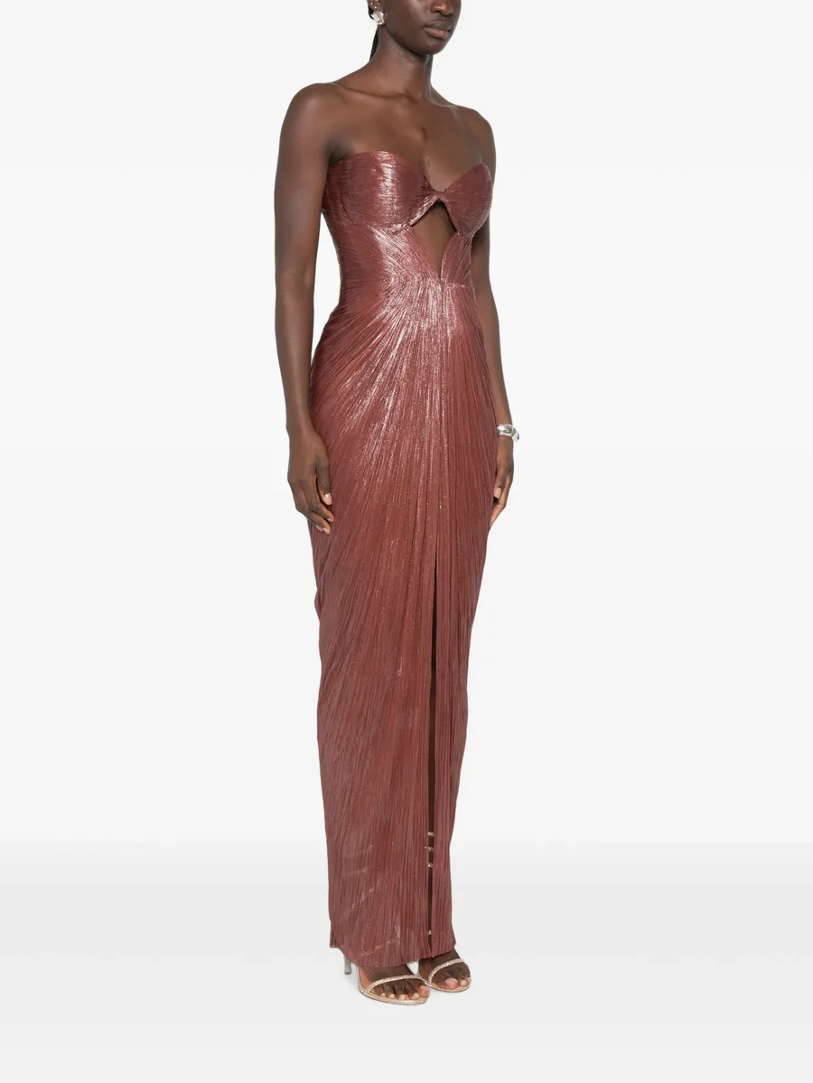 cut-out plissé maxi dress 3