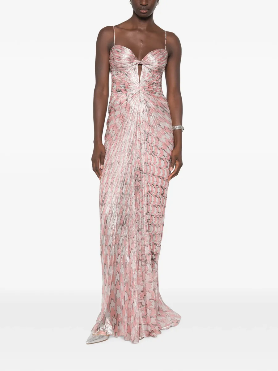 plissé-effect cutout maxi dress 2