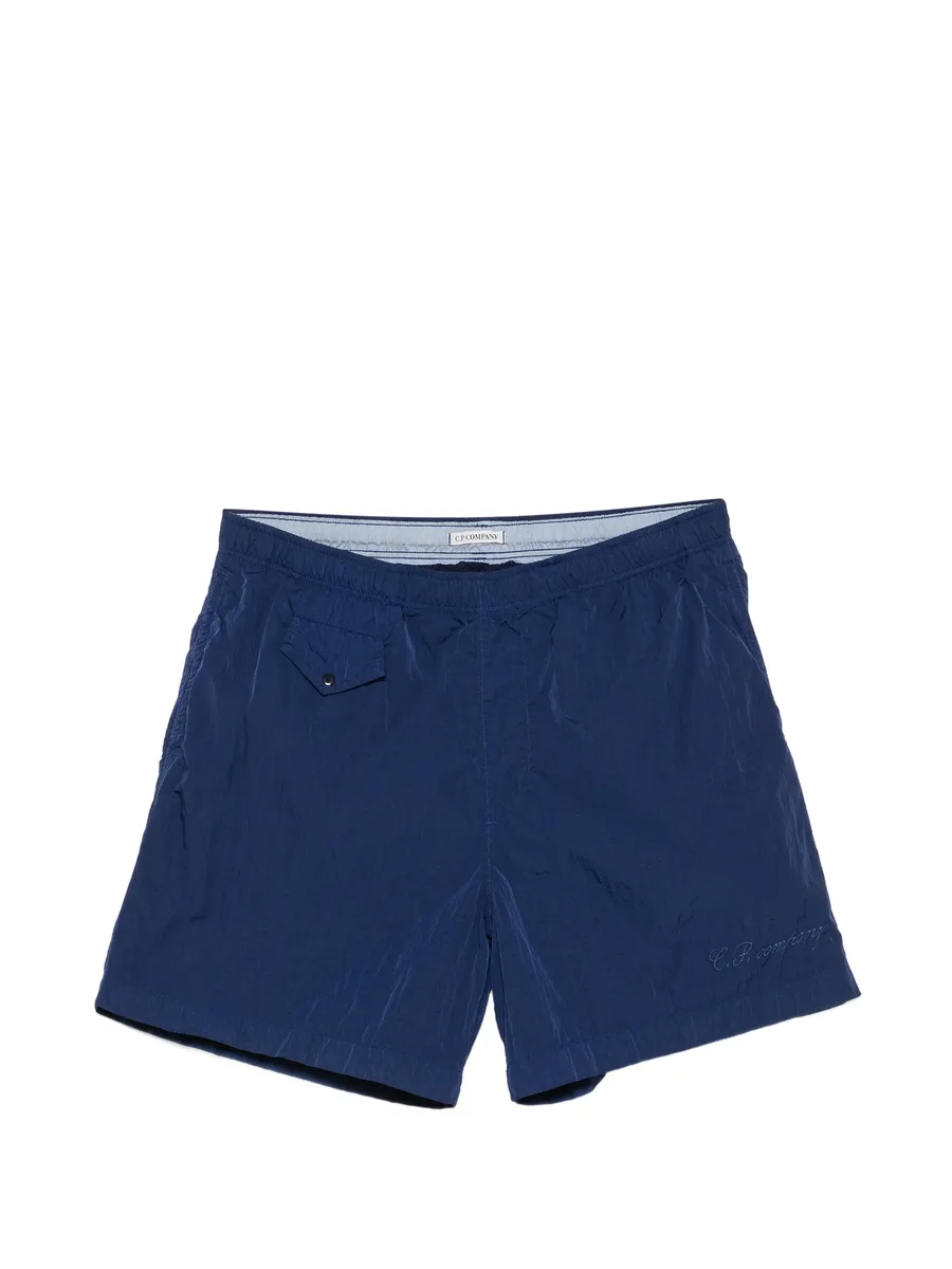 Eco-Chrome R logo embroidery swim shorts 1