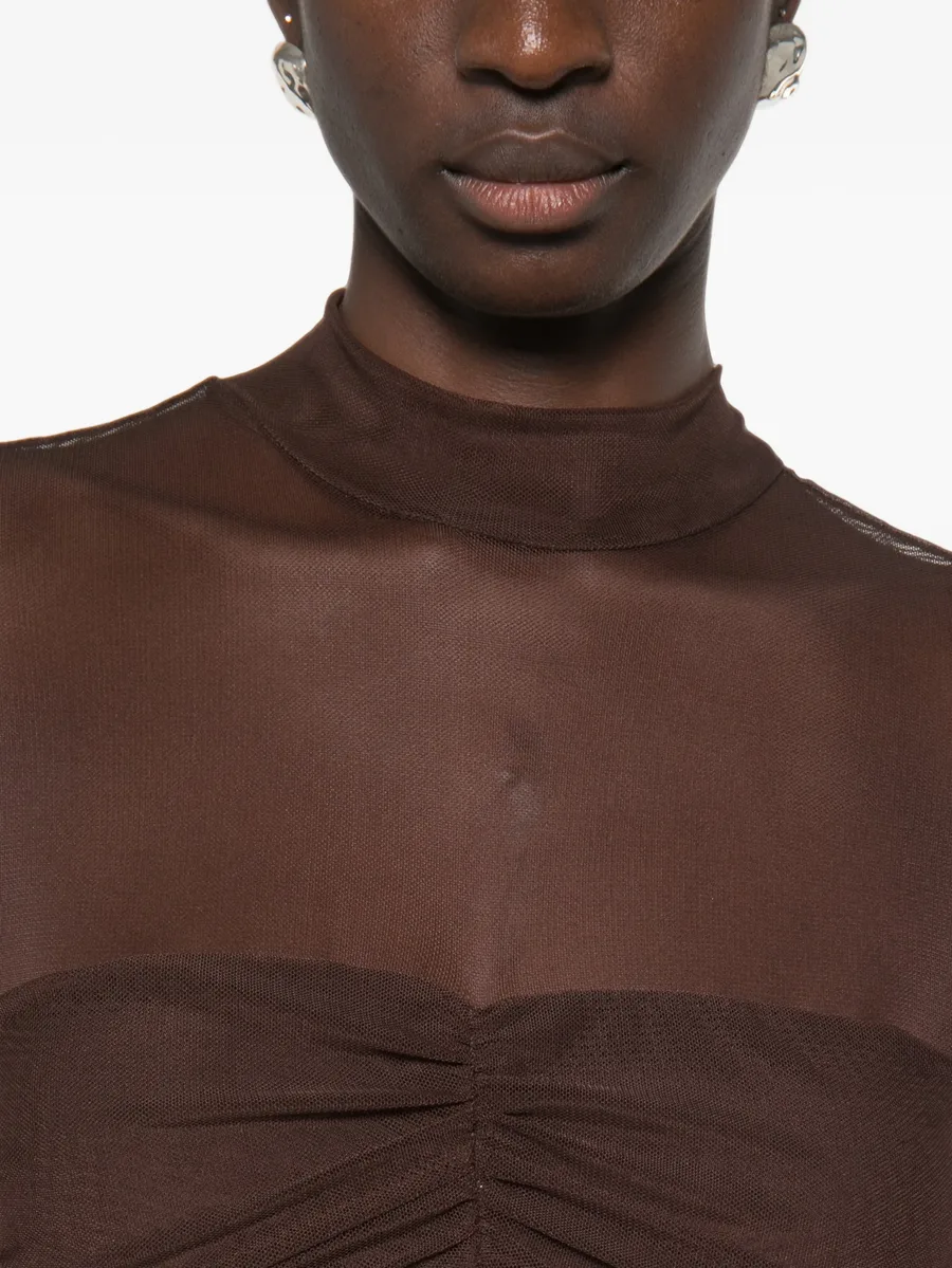 ruched sheer-panel maxi dress 5