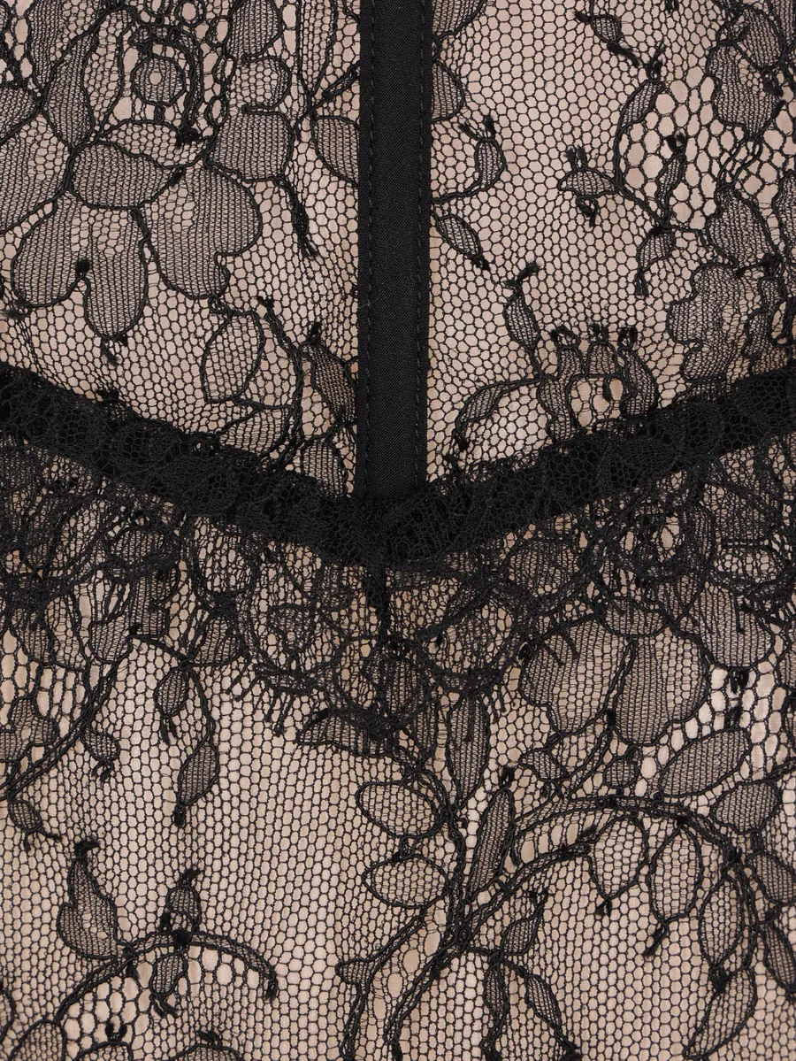 maxi Chantilly lace-overlay halterneck dress 3