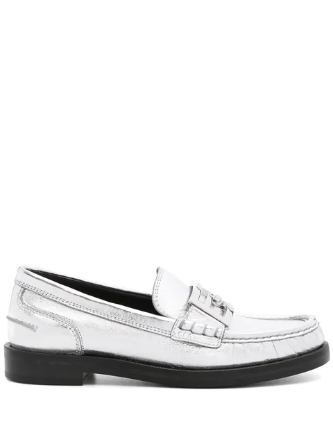 Baguette metallic leather loafers