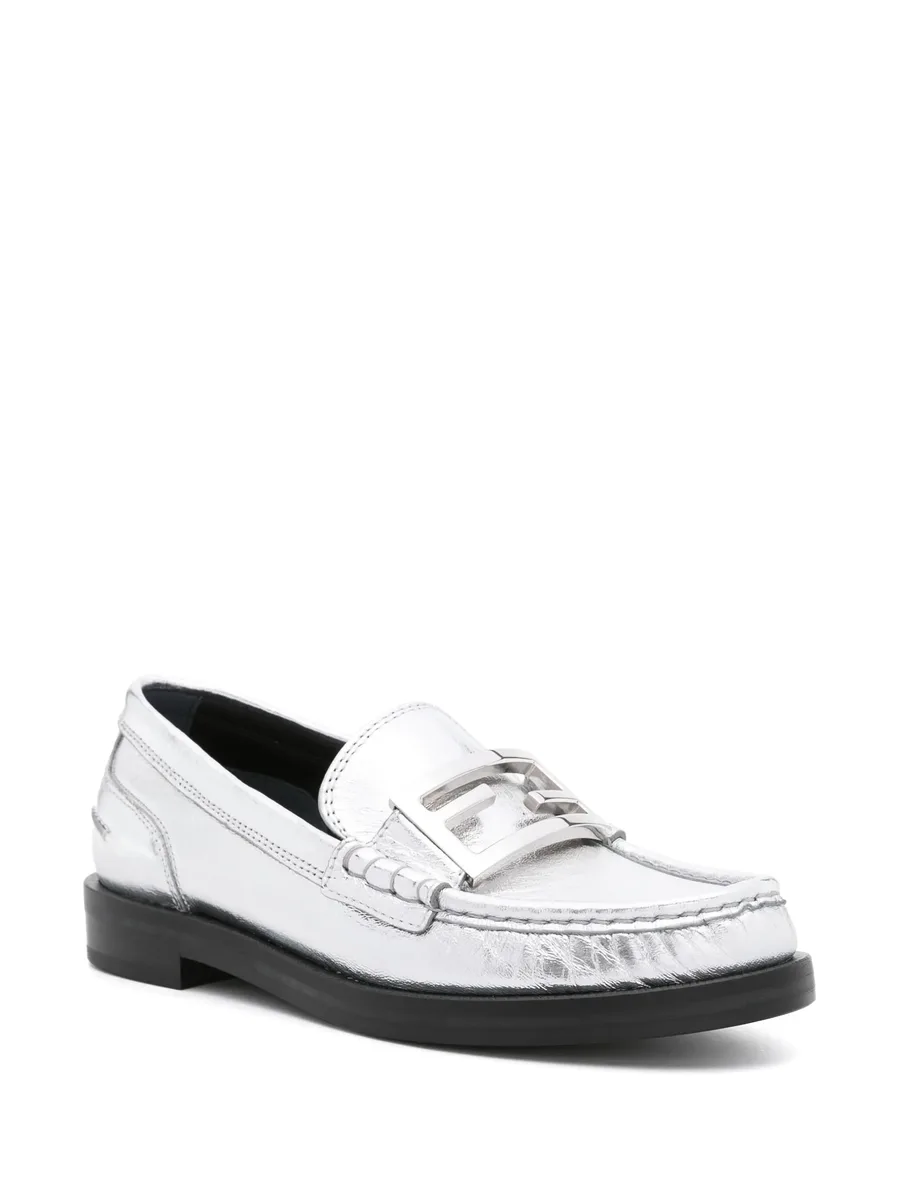 Baguette metallic leather loafers 4
