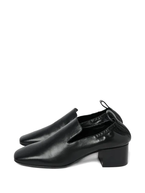 Moon stacked-heel square-toe loafers