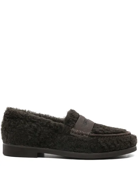 shearling penny loafers