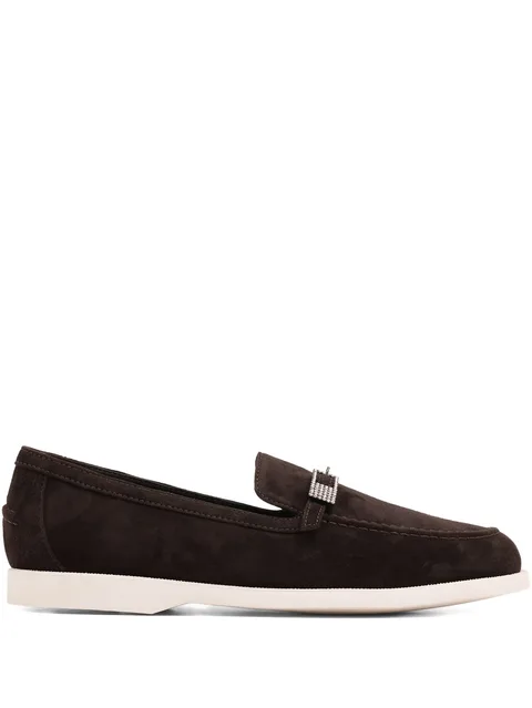 Yacht crystal-buckle loafers