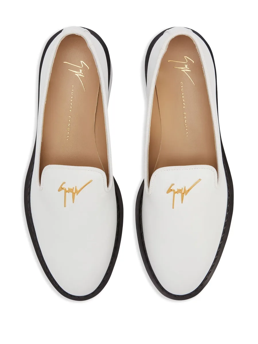logo-plaque leather loafers 7