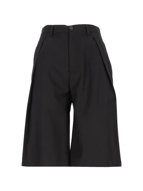 pleated wool-blend shorts