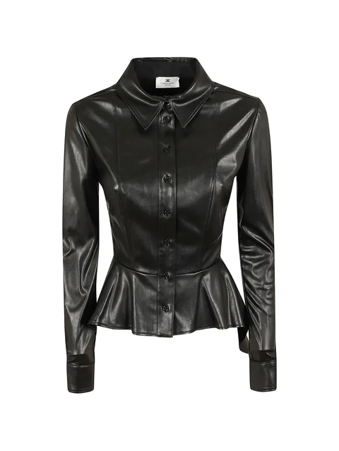 peplum-hem long-sleeve shirt