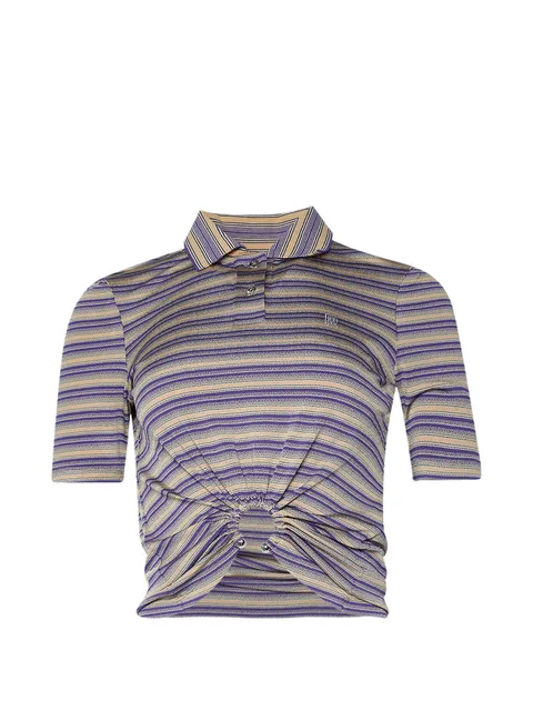 striped ring-detail polo shirt