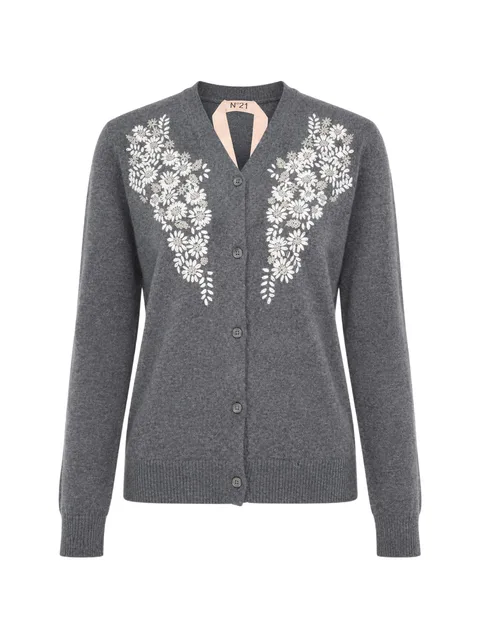 floral-embroidered cardigan