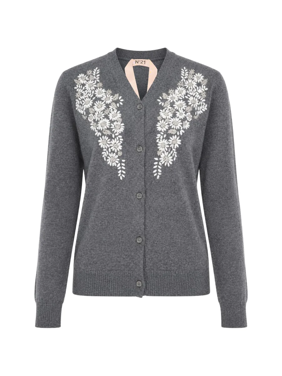 floral-embroidered cardigan 1