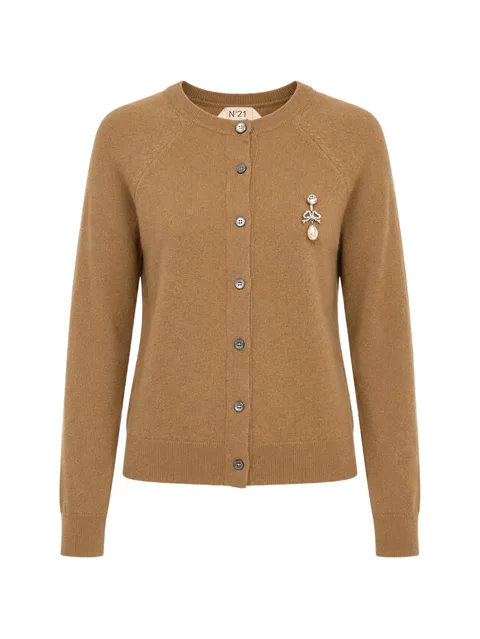 brooch-detail cardigan