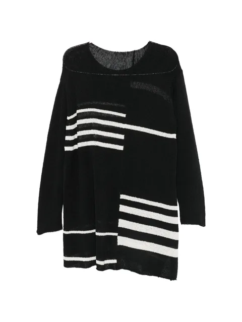 intarsia-knit distressed-effect sweater