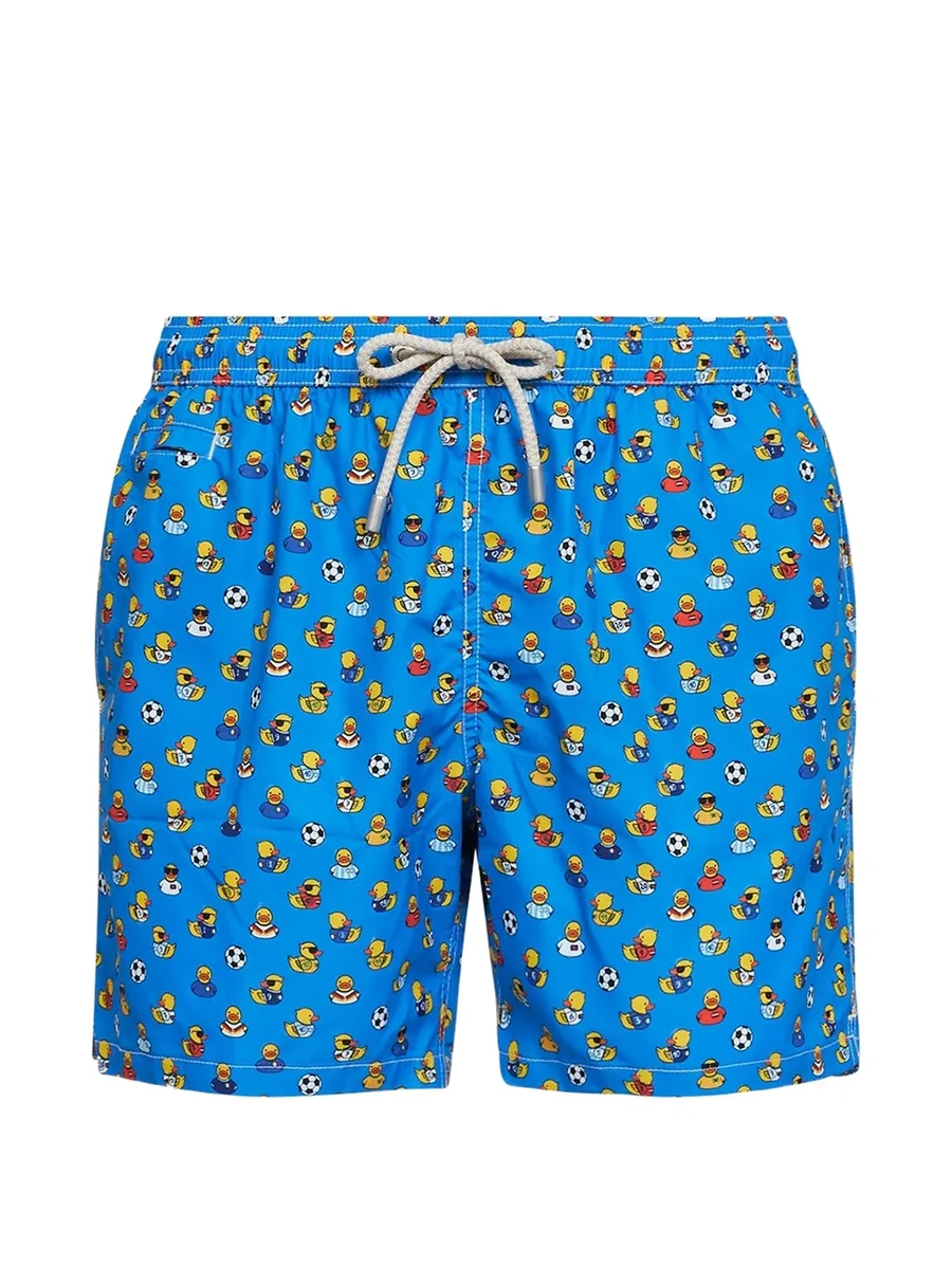 ducky-soccer-print drawstring swim shorts 1