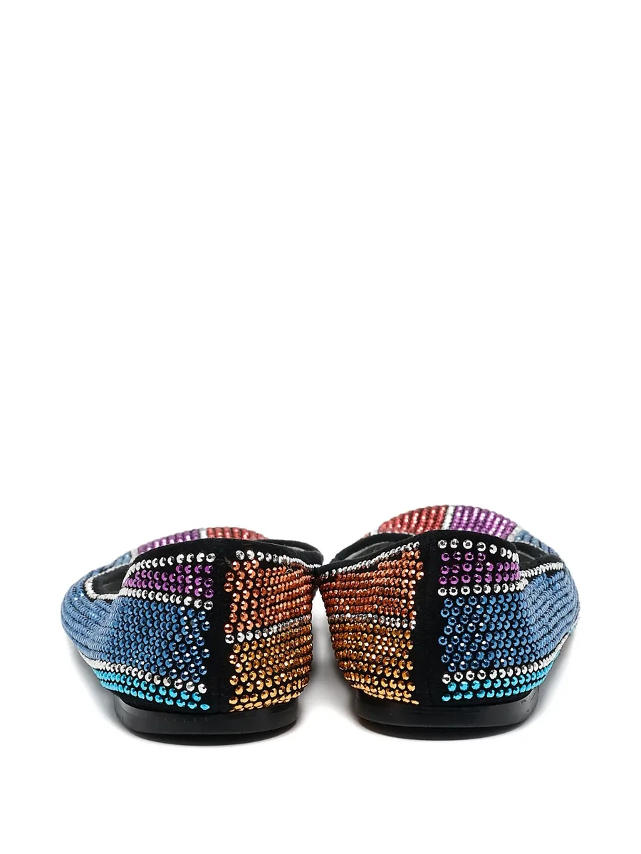 pre-owned crystal-embellished striped ballet flats 5
