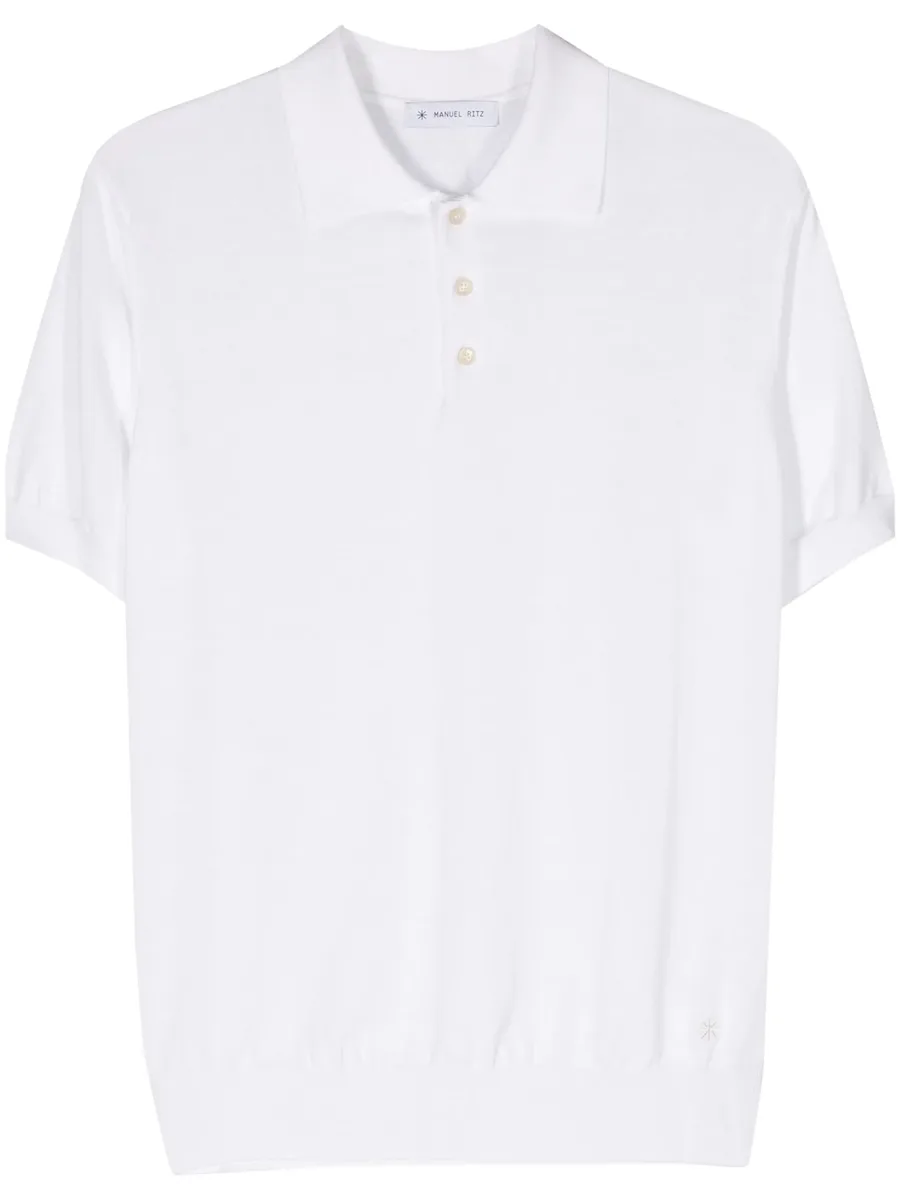 logo-embroidered fine-knit polo shirt 1