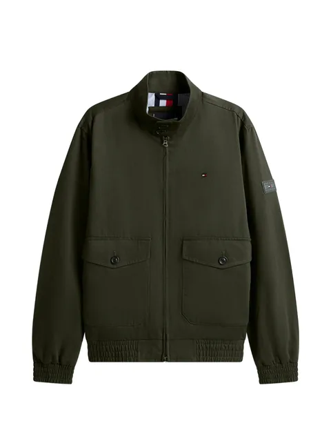 logo-patch zip-up cotton jacket