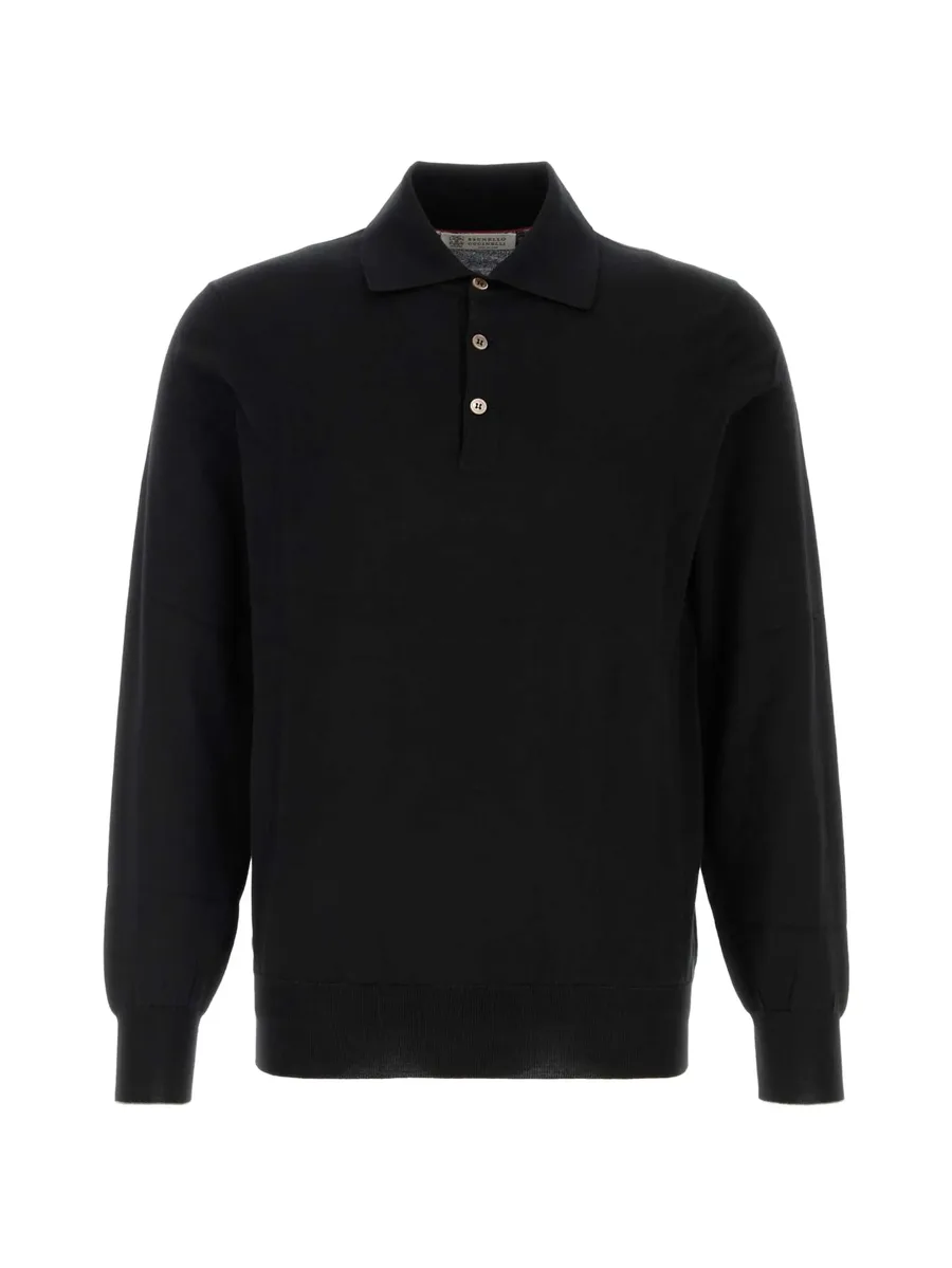 long-sleeved cotton polo shirt 1