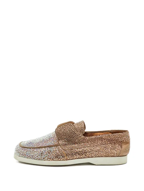 crystal-embellished leather loafers