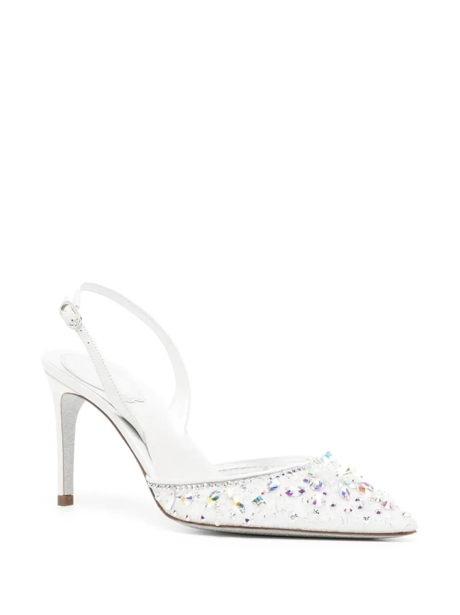 lace embellished sling back pumps 4