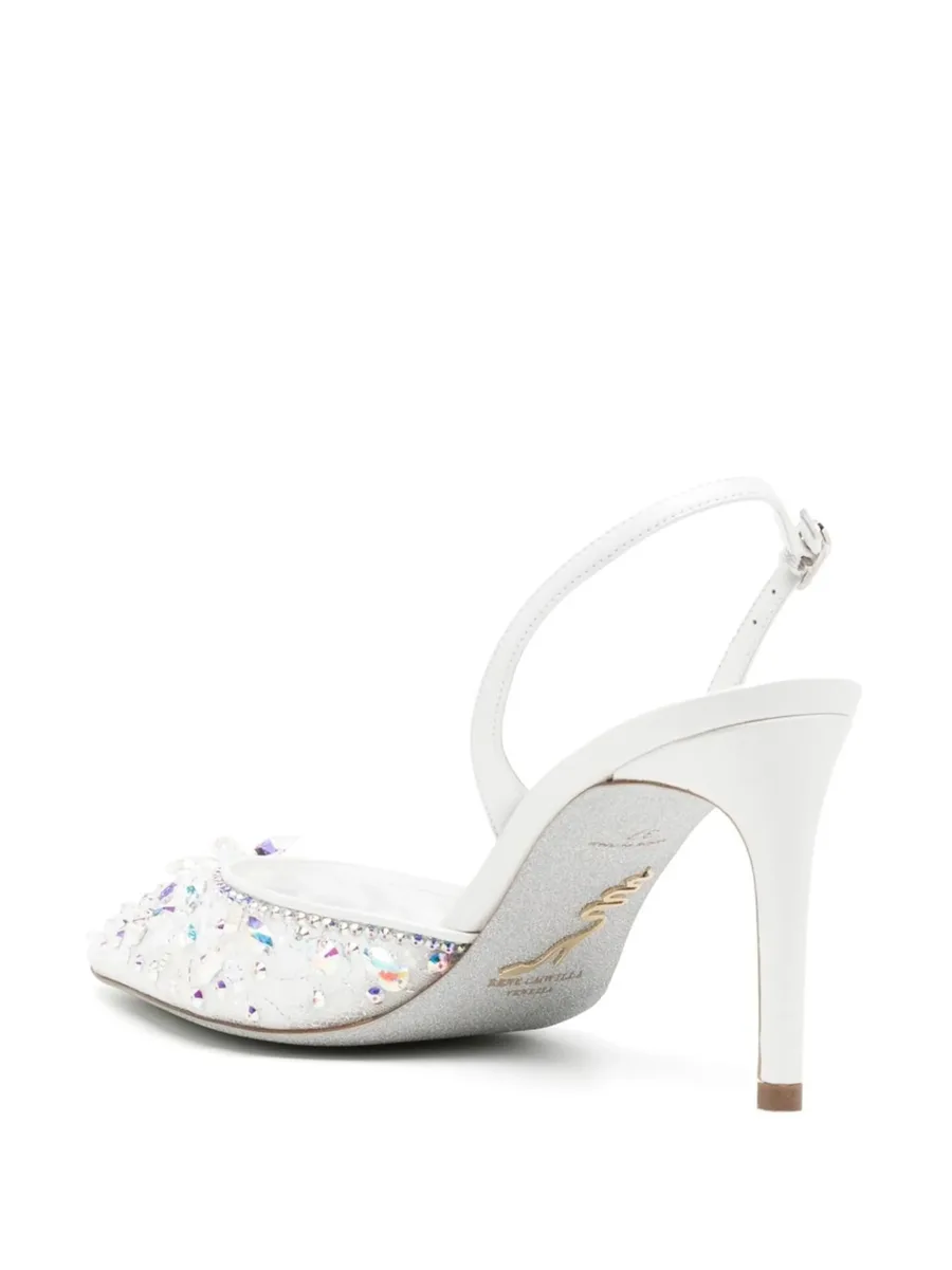 lace embellished sling back pumps 5