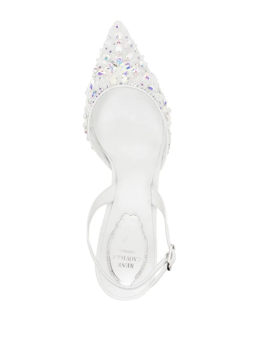 lace embellished sling back pumps 8