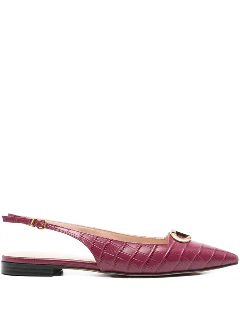 crocodile-effect slingback pumps