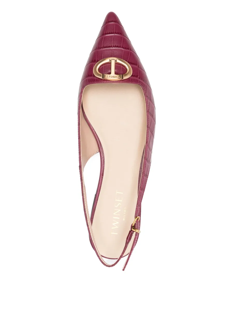crocodile-effect slingback pumps 7