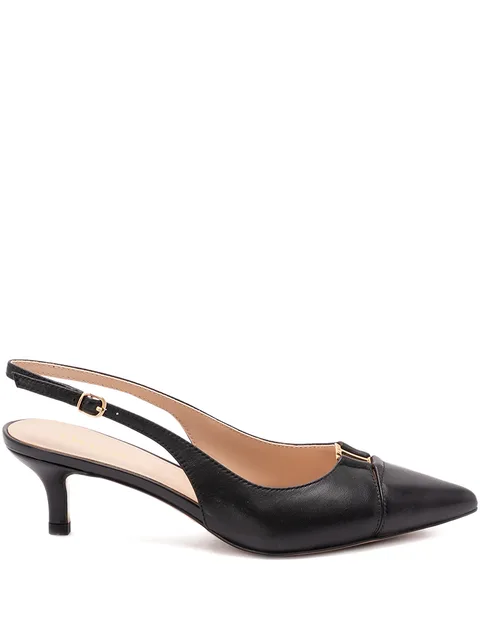 buckle kitten heel pumps