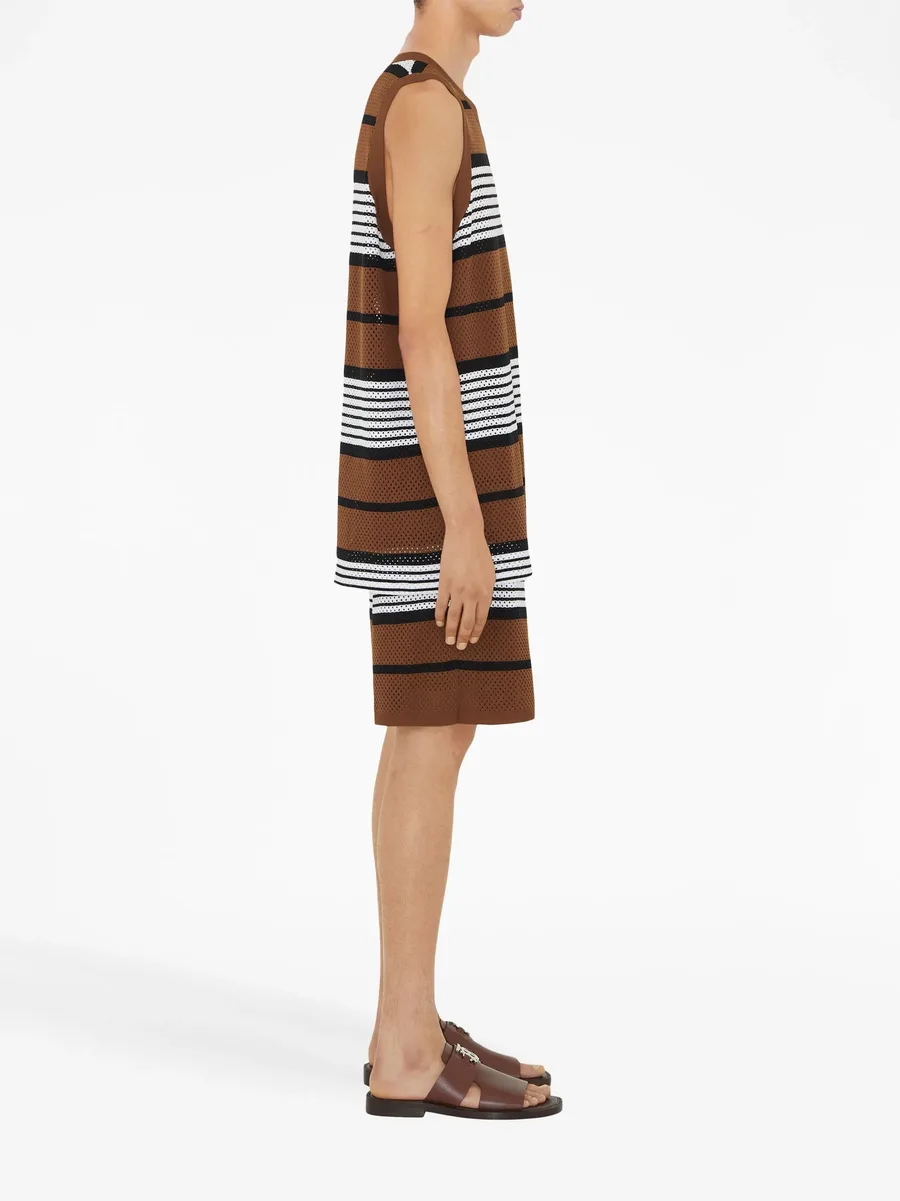 perforated striped bermuda shorts 5