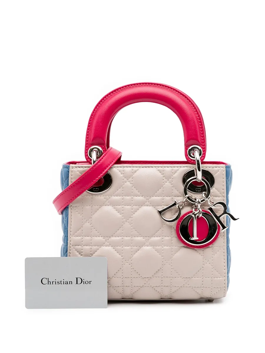 маленькая трехцветная сумка-сэтчел Cannage Lady Dior Tricolor (2014 год) 14