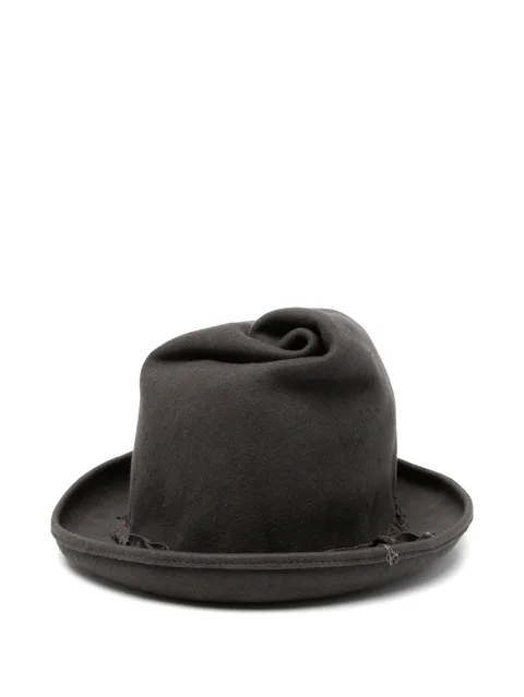 ruffled-trim fedora hat