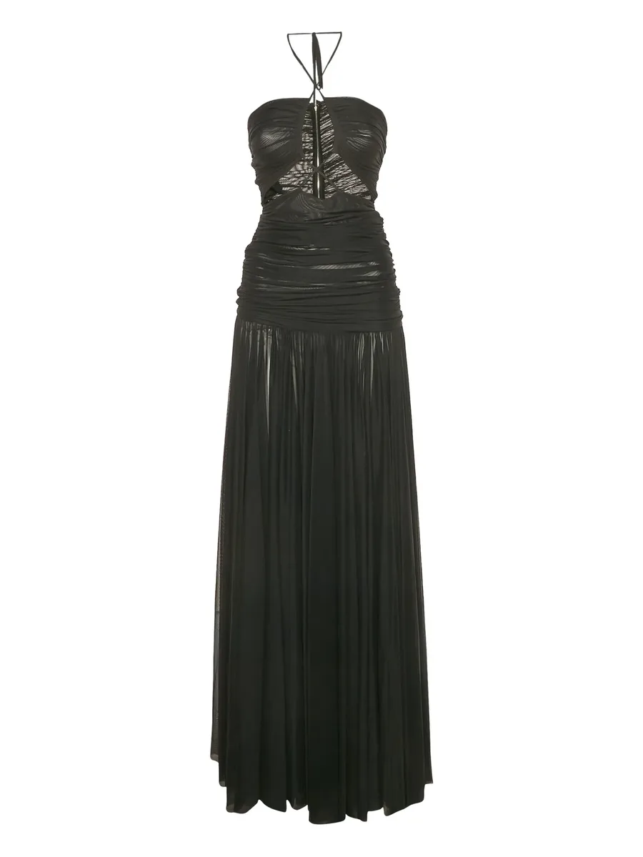 halterneck ruched dress 1