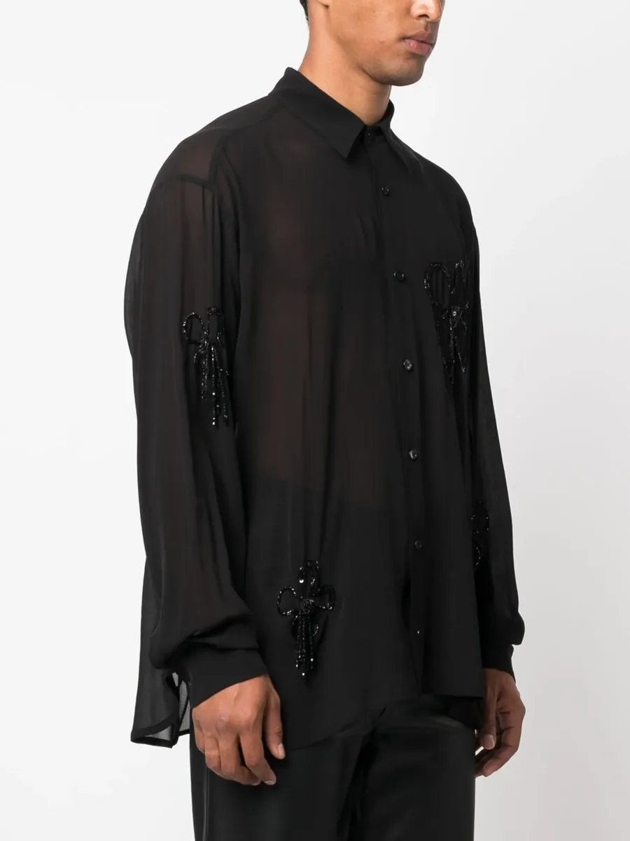 шелковая рубашка с бисером 7