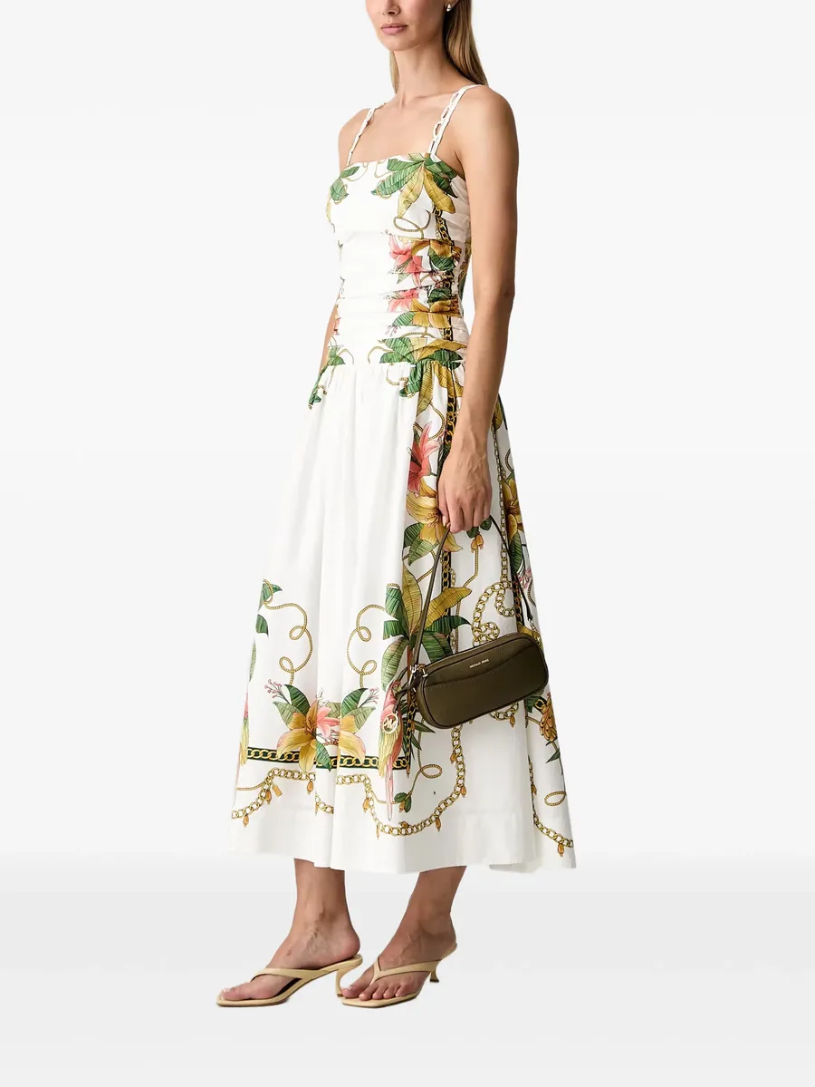 Tropical Royalty off-white midi dress sleeveless 2