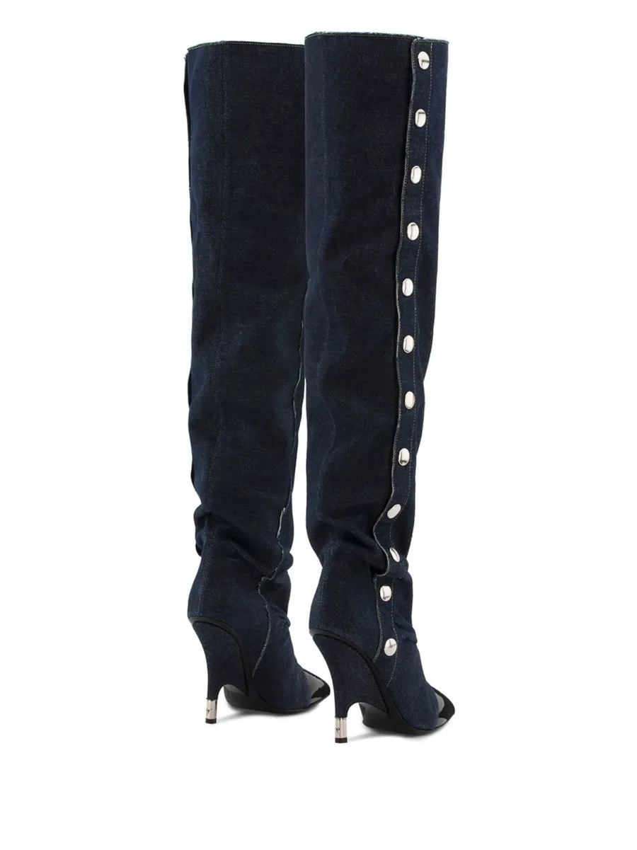 Harper denim knee-high boots 6